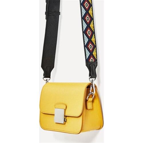 Colorful Strap Fashion Yellow Leather Shoulder Bag Women Crossbody Bags Ladies Messenger Bag Female Luxury Designer Handbag