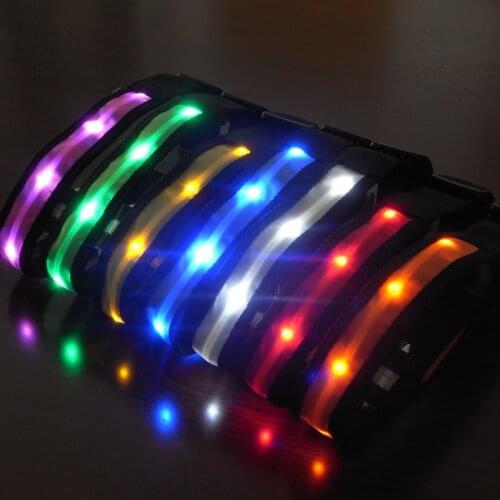 Nylon Pet LED Dog Collar Light Night Safety Anti-lost Flashing Glow Collars Dog Supplies 7 colors S ~ XL Size for Small dogs Cat