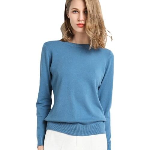 New Women Sweater Autumn Winter Clothes Solid Round Neck Sweater Jumper Long-sleeved Knitted Pullovers Shirt Female Tops