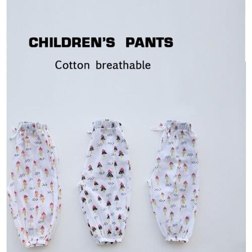 Toddler Baby Girl and Boy Cartoon Printed Pants Summer Kids Mosquito Pants Thin Cotton Boys Casual Loose Trousers Sweatpants