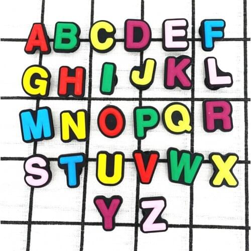Original PVC 26 English Letters Shoe Buckle Accessories Shoe Decoration Designer Charms for Crocs Shoe