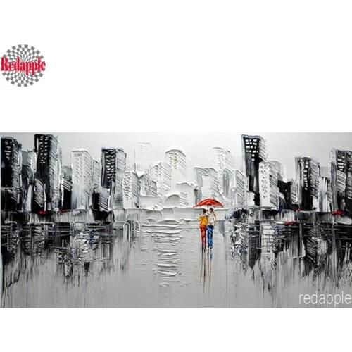 Full Square Drill 5D DIY Diamond Painting rain city view 3D diamond Embroidery abstract couple Cross Stitch Mosaic home Decor