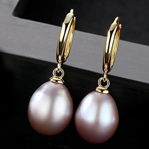 Real S925 Sterling Silver Earrings Anti Allergy Fresh Water Pearl 18K Gold Plating Eardrop Fine Jewelry Fashion Accessories Lady