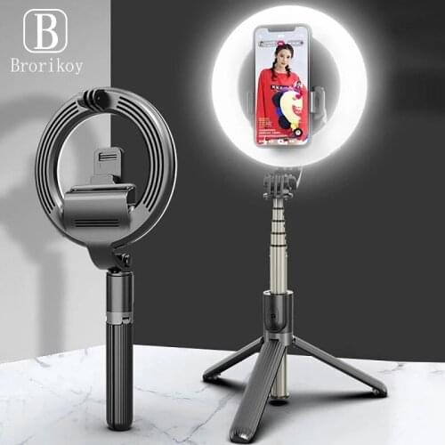 Selfie Stick Tripod Extendable Monopod With Bluetooth Remote For iPhone 12 Smartphone Selfie Stick With Fill Light Selfie Stick