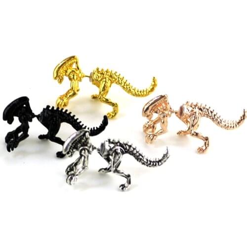 Fashion 3D Scary Monster Alien Stud Earring Dinosaur Stud Earring black Color Dinosaur Earrings For Women Men Halloween Gift