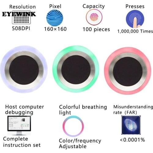 SFM-V1.7 Capacitive Fingerprint Identification Module Semiconductor Fingerprint Breathing Light UART Communication