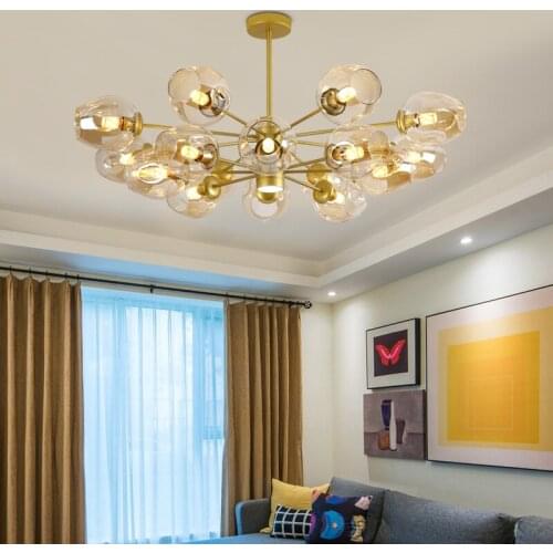 Nordic Transparent Glass Chandelier Modern Minimalist Dining Room Bar Cafe Chandelier Lighting Ball LED Chandelier Hanging Lamp