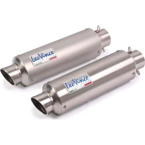 51mm Universal Motorcycle Stainless Steel Exhaust Modified Scooter Leovince Exhaust Muffle Fit Most Motorcycle ATV With Sticker