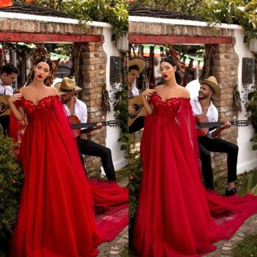 Prom Dresses 2020 Off Shoulder Lace Appliques A Line Evening Gowns Custom Made Sweep Train Special Occasion Dress