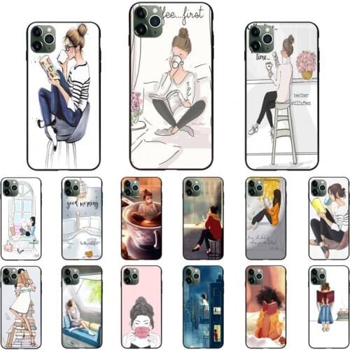 YNDFCNB First Coffee Book Girl Soft Phone Case Capa For iPhone 8 7 6 6S Plus 5 5S SE 2020 11 11pro max XR X XS MAX