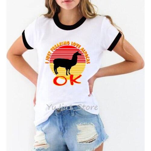 I Just Freaking Love Alpacas Graphic Tshirts Women Llama Animal Lover Birthday Present T Shirt Femme Kawaii Clothes T-Shirt Tops