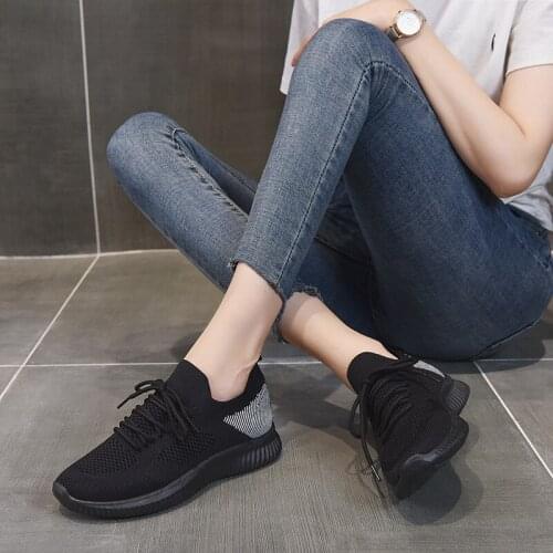 Womens Sneakers Flying Woven Sneakers Ladies Casual Overshoes Flat Shoes Mesh Sneakers Soft Walking Sneakers