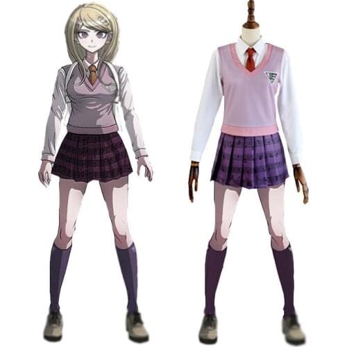 Game Danganronpa V3 Akamatsu kaede Women Halloween Cosplay Costume Japanese Anime JK School Uniform Sailor Suit Mini Skirt Vest