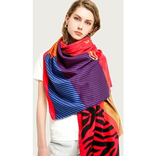 2021 New Bright Women Large Hijab Neck Scarf Classic Element Patchwork Warm Shawl Travel Wrap [6788]
