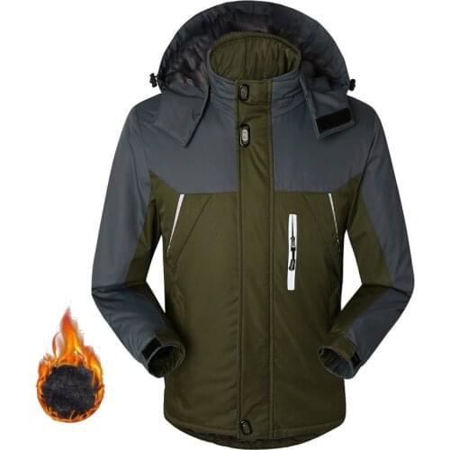 Plus Size 5XL Winter Mens Thicken Down Parkas Outdoor Windproof Waterproof Hooded Jacket Men Fleece Velvet Warm Outwear Coats