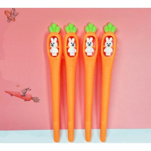1pcs Rabbit Rotating Carrot Gel Pen 0.5mm Cute Pens Novelty Kawaii Gel Pen Student Stationery Writing Pens School Supplies