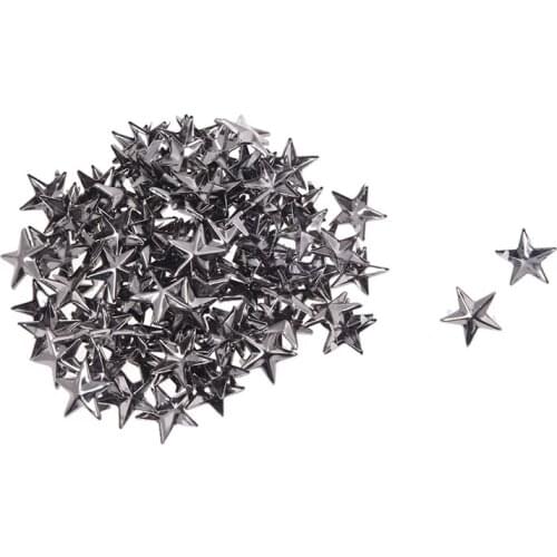 100 X Rivets Applies Gray Dark 15Mm Star Rivets For Bag / Shoes / Gloves