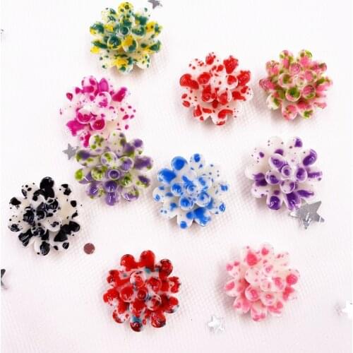 20Pcs Kawaii Resin 16mm Colorful Flower Gems Flatback Stone Buttons Clothing Applique Scrapbook Jewelry DIY Craft L081