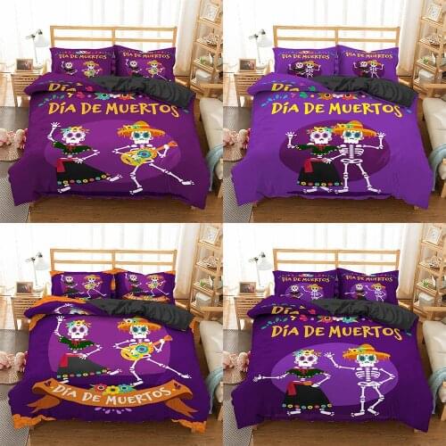 2021 Gothic Dancing Skull Bedding Set Duvet Cover Twin Full Queen King Super King All Sizes 100% Microfiber Bed Linen set