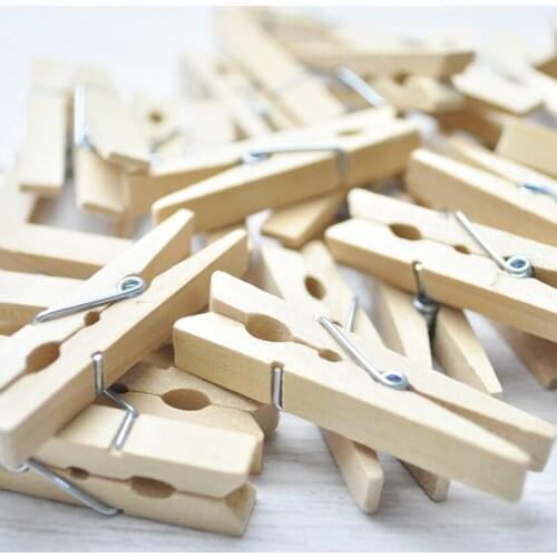 Happymems 4.8*0.7cm 50PCS Natural Clothes Pegs Decoration Wooden Clips Photo Paper Office Clothespins Crafts