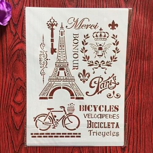 A4 29 * 21cm Tower Bike DIY Mold Wall Painting Scrapbook Coloring Embossed Photo Album Decorative Paper Card Template