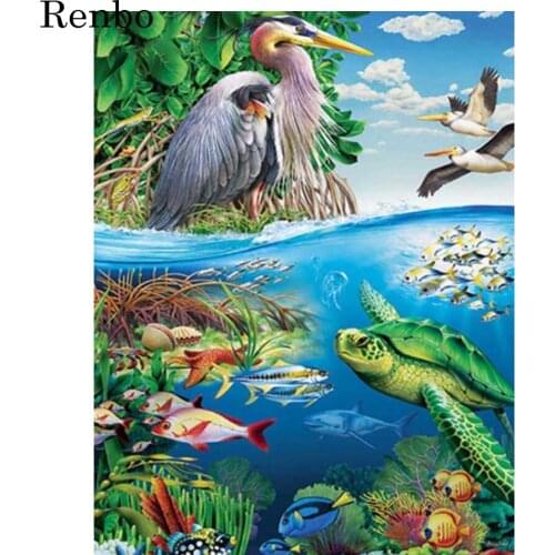 5d Full Diy square or round Diamond Painting sea scenery New picture Embroidery Cross Stitch Marine life kids painting decor art