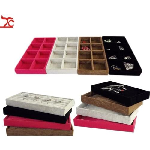 Velvet Jewelry Box Diamond Ring Bar Tray Chain Earring Cufflink Pendant Beads Organizer Holder Bague Bijoux Jewelry Display Box