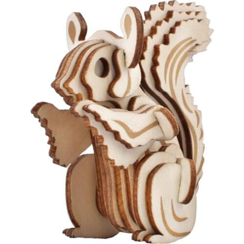 Squirrel DIY 3D Wooden Puzzle Woodcraft Assembly Kit Cutting Wood Toys For Christmas Gift