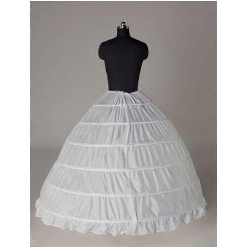 White 6 Hoop Wedding Ball Gown Crinoline Bridal Dress Petticoat Skirt Underskirt
