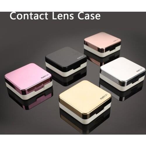 Fashion Contact Lens Case Mirror Soaking Container Business Travel Holder Kit Contact Lens Case Square Travel Portable