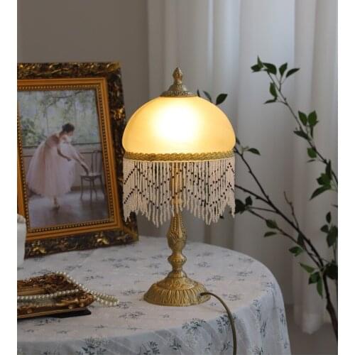 American retro brass tassel decorative table lamp living room bedroom bedside table lamp