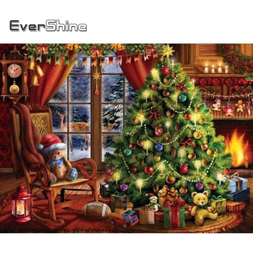 EverShine 5D DIY Diamond Painting Christmas Tree Picture Rhinestones Diamond Embroidery Landscape Mosaic Art Set Home Decor