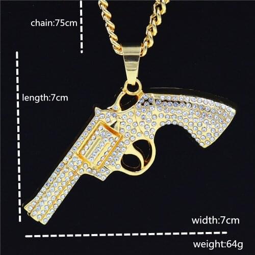 2021 2020European And American Exaggeration Hip-hop Inlaid Revolver Alloy Pendant Necklace Fashionable Mens Nightclub New Penda