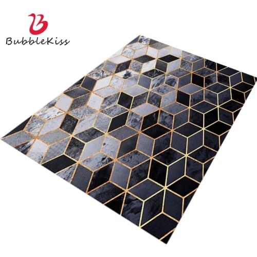 Bubble Kiss Nordic Style Carpets For Living Room Home Customize Rugs Heavy Metal Gold Line Pattern Bedroom Decoration Floor Mat