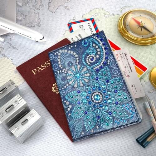 DIY Shaped Diamond Painting Notebook Diary Book Round Diamond Mosaic Embroidered Leather Passport Cover Gift