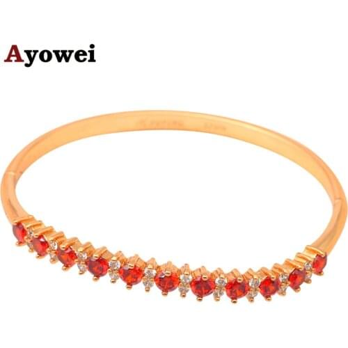 Beautiful Bangles jewerly Hot selling Red Garnet Crystal ladies fashion jewelry yellow Gold tone TB480A