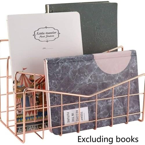 Rose Gold Metal Wire Iron Storage Basket Desktop Storage Rack Table Cosmetics Organizer Rack Sundries Basket for Home Office