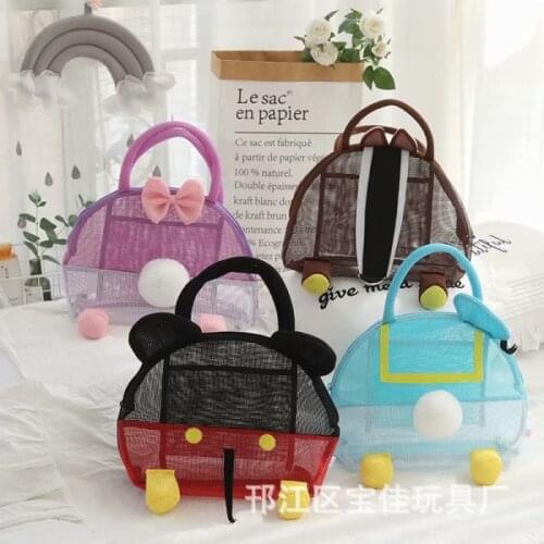 Disney girl cute cartoon hand carrying storage bag mesh swimming bag beach bag fitness travel toilet bag large