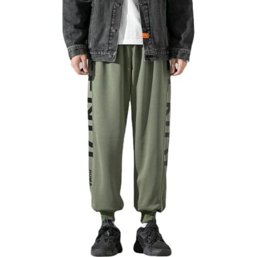 Fashion Running Pants Mens 2021 Spring Students Korean Casual Sportswear Sports Loose Simple Straight Harem Streetwear Trousers