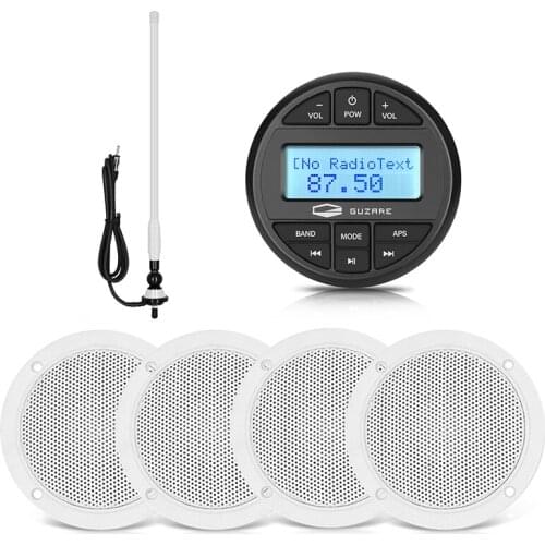 Marine Radio Waterproof Boat Audio Stereo Bluetooth Receiver MP3 Sound System+4inch Marine Speaker+FM Antenna For RV Pool Yacht