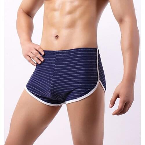 Plus Size Men Underwear Sleep Bottoms Striped Boxer Shorts Calzoncillos Boxershort Gay Panties Cuecas Sports Fitness Shorts 2XL