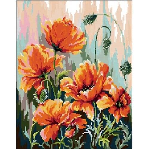 Red poppies in the morning light Counted Cross Stitch 11CT 14CT 18CT DIY Cross Stitch Kits Embroidery Needlework Sets home decor