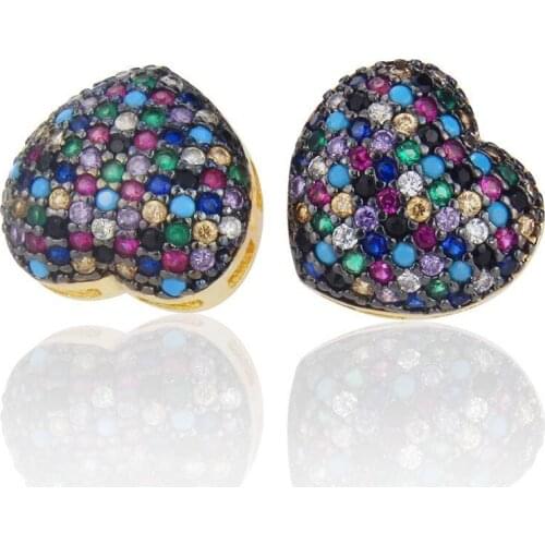 Handmade Colourful Full Paved Heart Pendent Women Necklace Gorgeous Female Engagement Jewelry Necklaces Hot Selling 2021 new