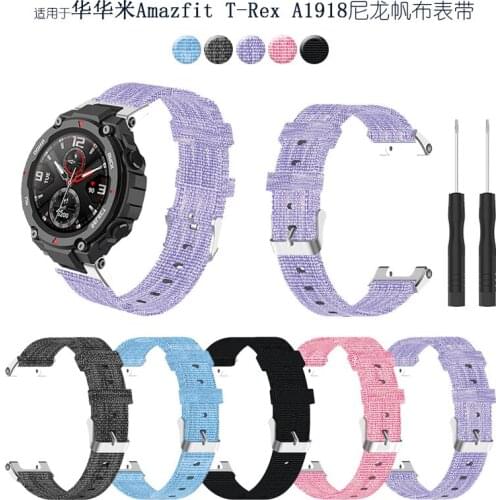 Fit for Amazfit T-Rex A1918 Nylon Canvas Watch Strap Band with Tools