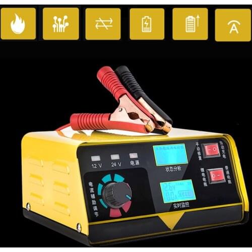400AH Full Automatic Car Battery Charger Intelligent Pulse Repair universal lithium battery 12V/24V Truck Motorcycle Charger