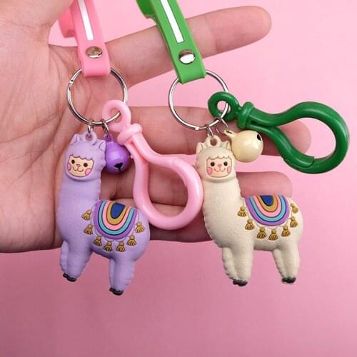 Simple holiday gift ins small fresh silicone leather rope Alpaca key chain student schoolbag pendant hot sale