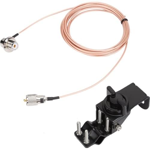 RB-46 Mobile Car Antenna Mount Bracket + 5M Feeder Two-Way Radio Accessories Car Antenna Mounting Bracket-Black
