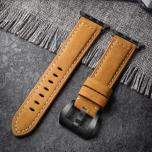 For Apple Watch Band Strap 6 5 4 3 2 1 SE Genuine Leather Watchband for Apple Watch 44mm 40mm 42mm 38mm Original Logo for iWatch
