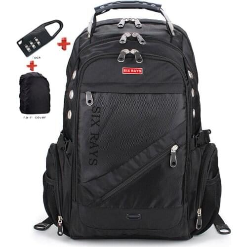 SIXRAYS Men Laptop Bag External USB Charge Computer Backpacks Anti-theft Men Waterproof Bags Women Backpack with Lock Raincover