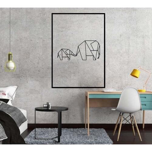 Modern Elephant Geometry Mural Waterproof Wall Decal Bedroom Room Nordic Decoration Wallpaper Stickers Art Decal Vinyl